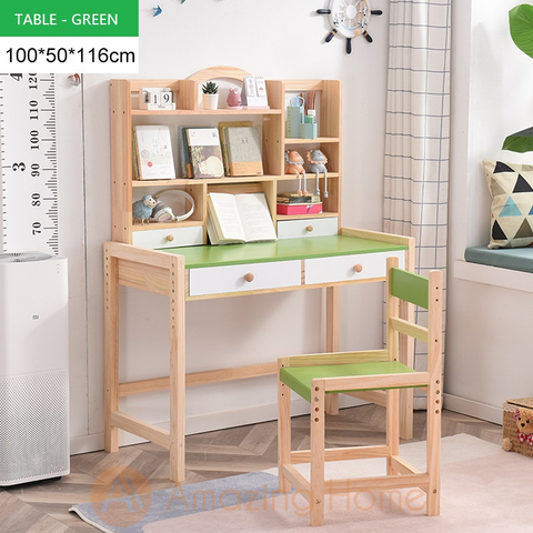 Taffy 100cm Green Children's Study Table Adjustable Height Writing Desk