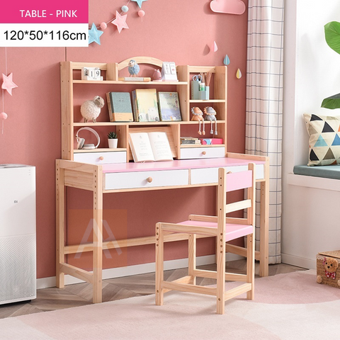 Taffy 120cm Pink Children's Study Table Adjustable Height Writing Desk