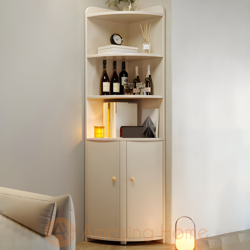 Alfson Corner Storage Shelf Off White AmazingHome.my