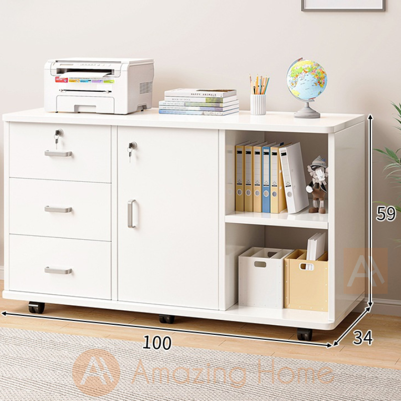 Frans 3 Drawer 1 Door File With Shelf White AmazingHome.my