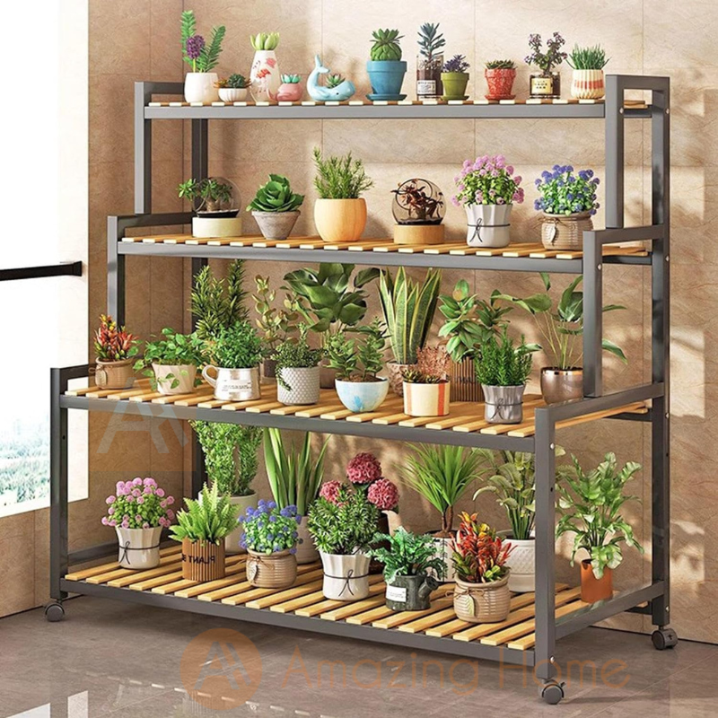 plant rack outdoor malaysia Sonje 140cm Rolling Plant Stand Flower Shelf Rack – AmazingHome.my