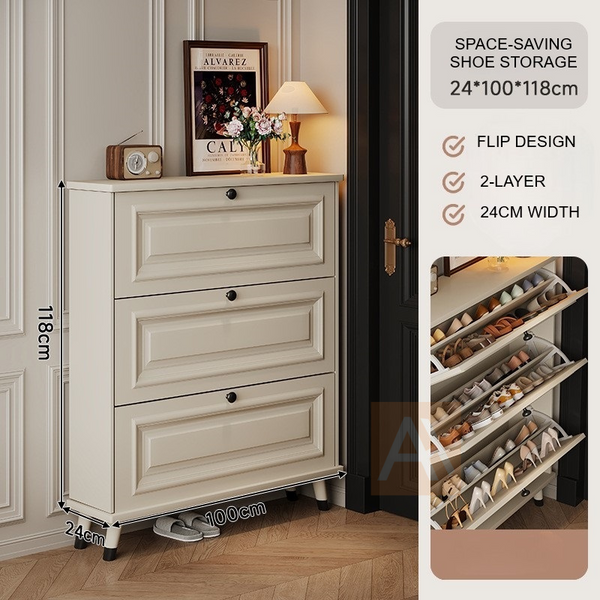 Howie 100cm Flip Door Shoe Cabinet Storage