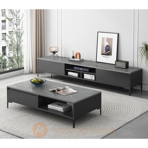 Soroya 160cm TV Cabinet Console Table With 120cm Coffee Table Set Grey