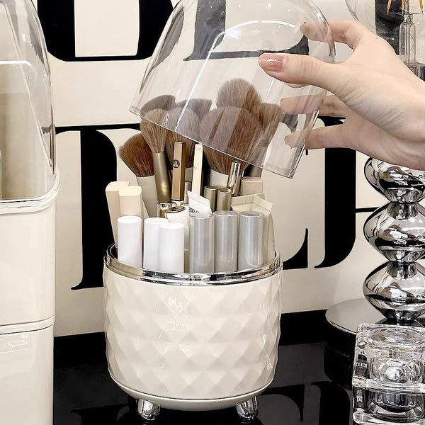 Amazing Home 360° Rotating Cosmetics Make up Brush Organizer Storage With Lid