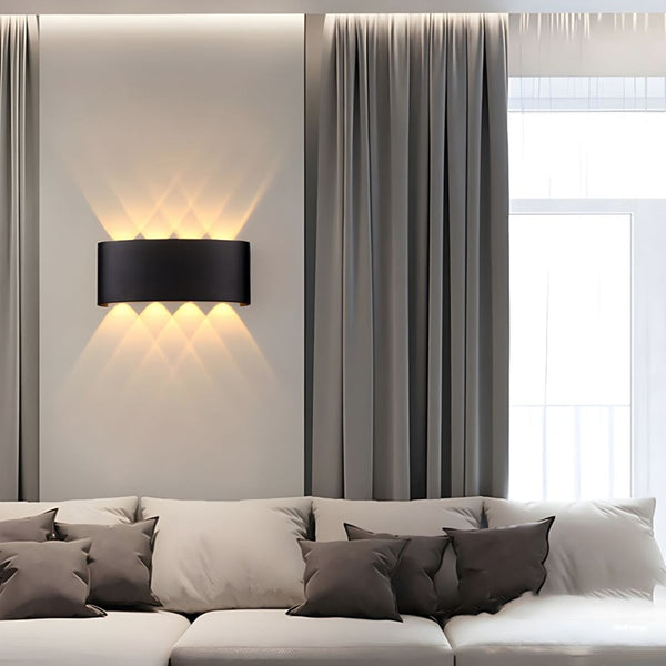 Black LED Wall Light IP65 Waterproof Warm White 3000K | Modern Up Down Wall Lamp