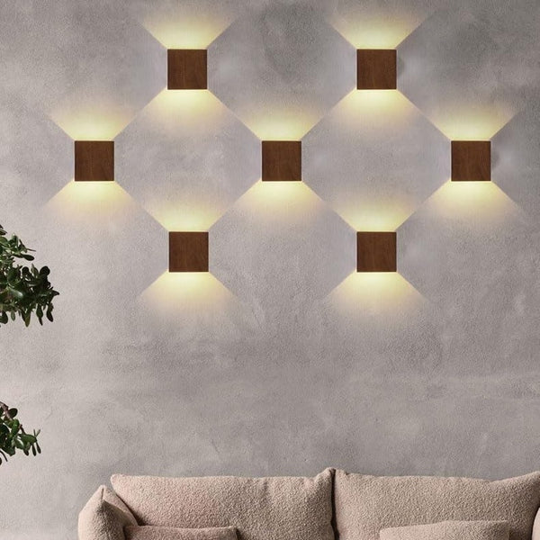 Wood colour LED wall light IP65 waterproof 3000K warm white up and down