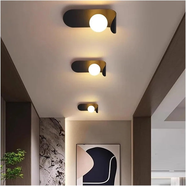 Modern globe wall lights with white shade ideal for hallway, living room and bedroom