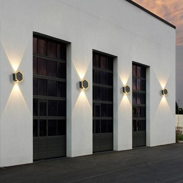 Outdoor waterproof LED wall light modern hexagon design for indoor and outdoor use