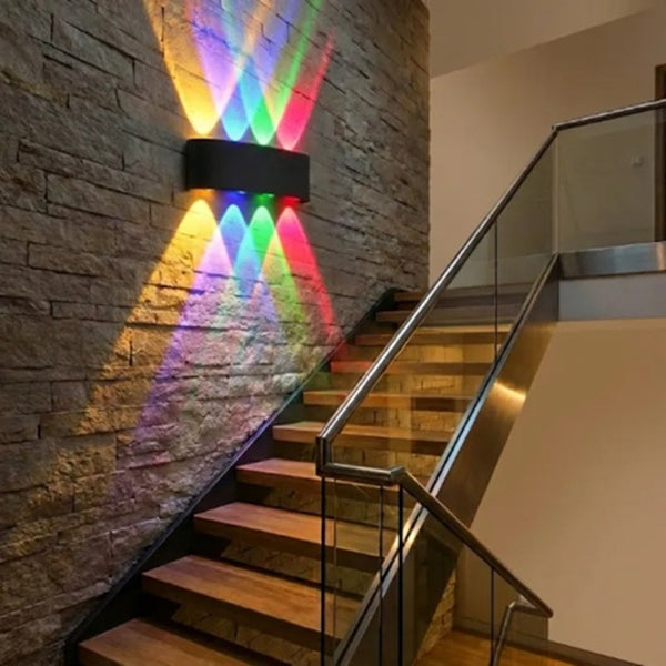 RGB LED wall light with colourful up and down lighting effect