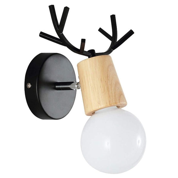 Nordic Deer Antler Wall Light | Wooden Decorative Wall Lamp