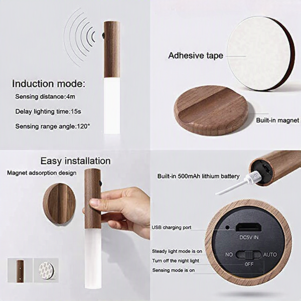 Rechargeable Motion Sensor LED Wall Light | Magnetic Wireless Night Lamp