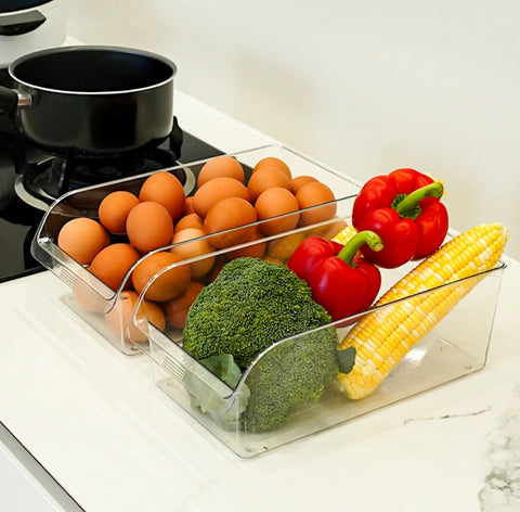 Amazing Home Space Saving Transparent Storage Box Plastic Container For Kitchen Refrigerator Freezer Cabinet Organizer