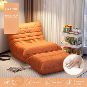 Sereno Lazy Sofa Leathaire With Leg Rest Orange