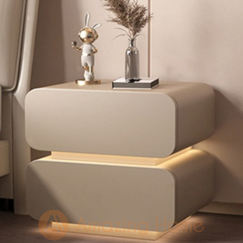 Novo Khaki Smart Bedside Cabinet With LED Sensor Light (Fully Assembled)