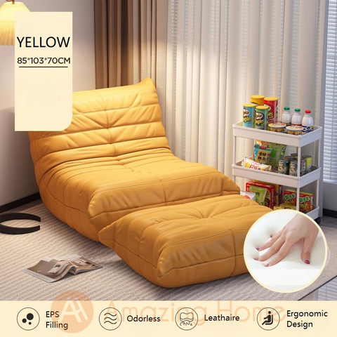 Sereno Lazy Sofa Leathaire With Leg Rest Yellow