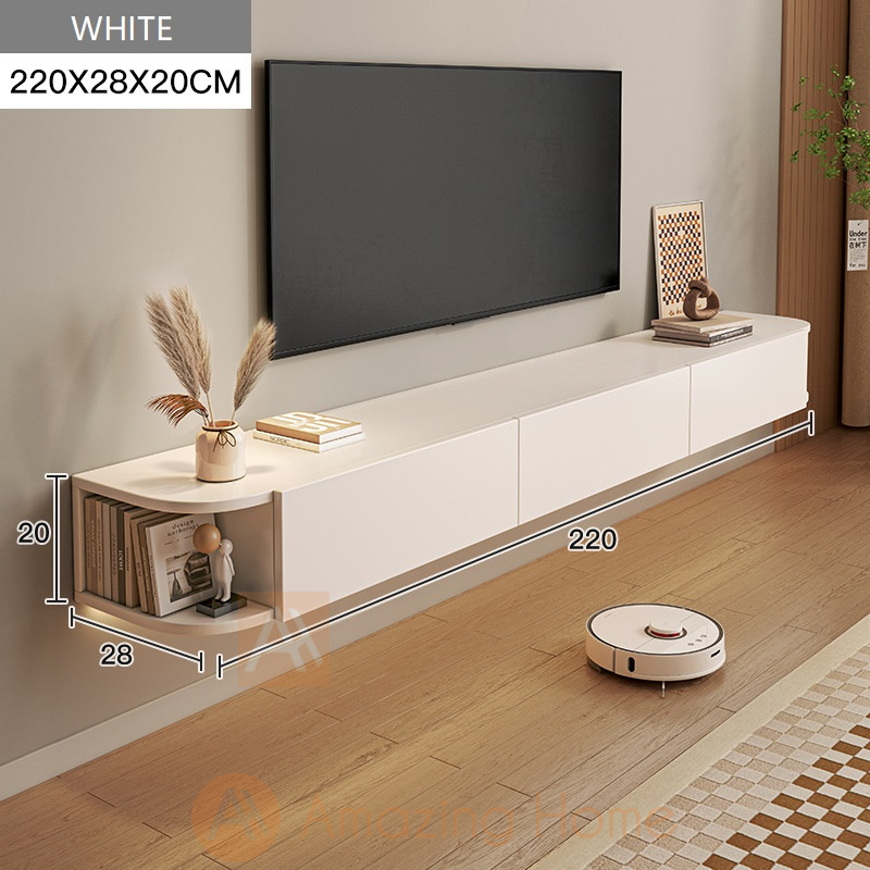 Anneli 220cm Wall Mounted Floating TV Shelf Entertainment Center White