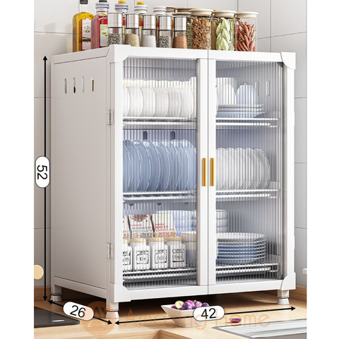 Agneta 3 Tier Dish Rack Kitchen Storage Cabinet White