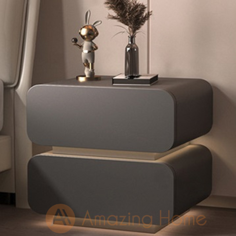 Novo Grey Smart Bedside Cabinet With LED Sensor Light (Fully Assembled)