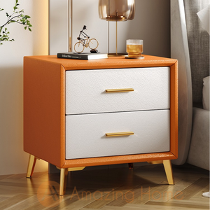 Otis 2 Drawer Bedside Cabinet Bedside Table Orange