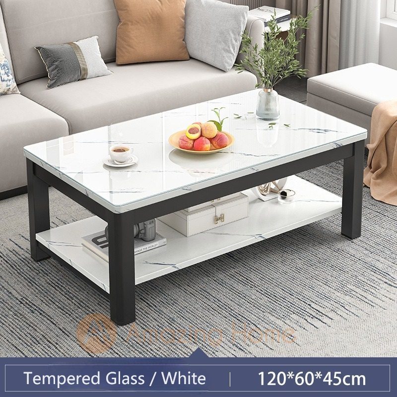 Walker 120cm Tempered Glass Rectangular Coffee Table White