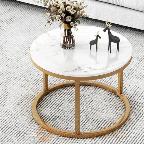 Walker Metal Frame Round Coffee Table Small White