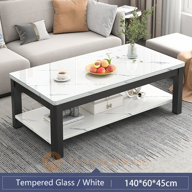 Walker 140cm Tempered Glass Rectangular Coffee Table White