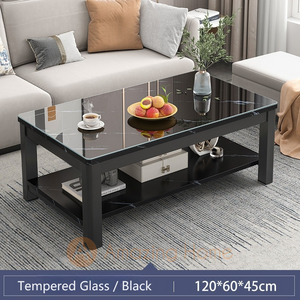 Walker 120cm Tempered Glass Rectangular Coffee Table Black
