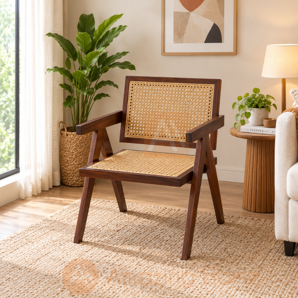 Axel rattan armchair with armrests in Nordic style