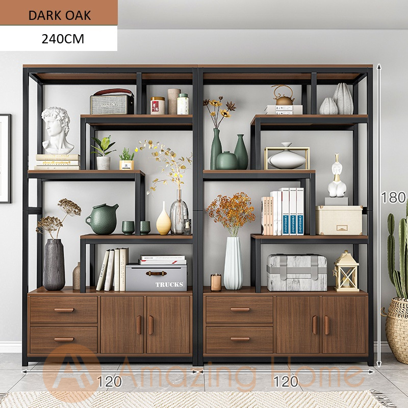 Harold 240cm Living Room Divider Partition Bookshelf Storage Rack