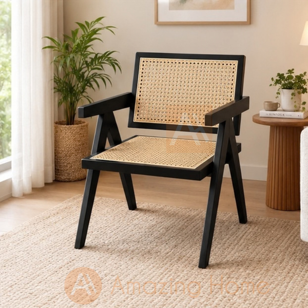 Axel rattan armchair with armrests in Nordic style
