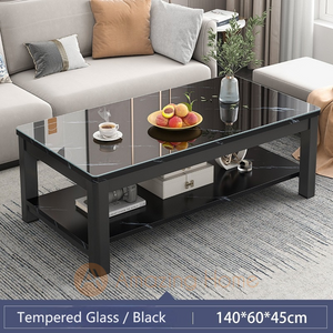 Walker 140cm Tempered Glass Rectangular Coffee Table Black