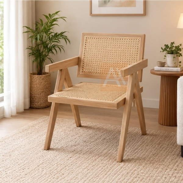 Axel rattan armchair with armrests in Nordic style