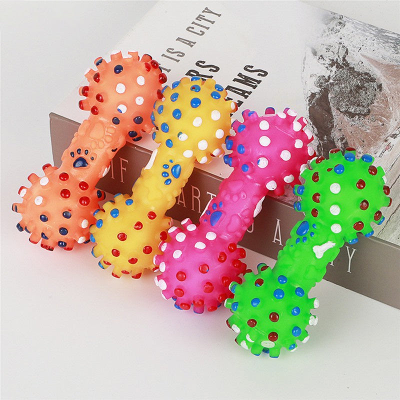 Amazing Home Pet Squeaky Rubber Dumbbell Chew Toy