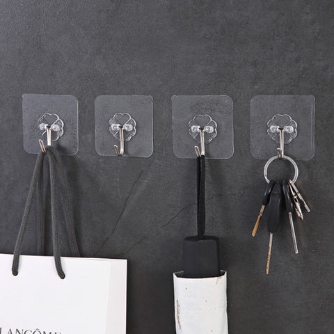 Amazing Home 10 Pcs Transparent Self-Adhesive Wall Hook