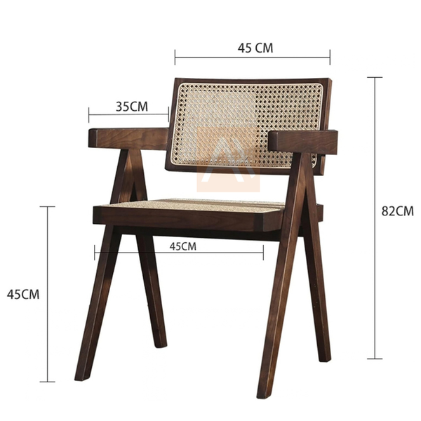 Axel Natural Wood Rattan Armchair | Nordic Style Chair With Armrests