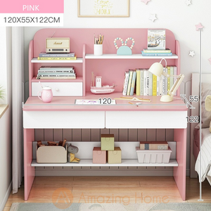Avery Kids Pink Study Table Study Desk With Drawer Shelf Large