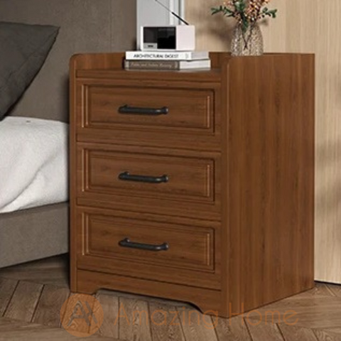 Aksel Bedside Cabinet 3 Drawer Bedside Table Dark Oak