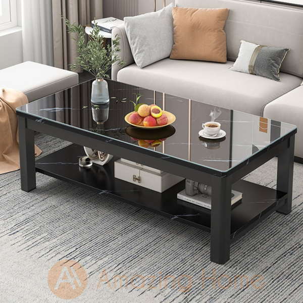 Walker 140cm Tempered Glass Rectangular Coffee Table Black