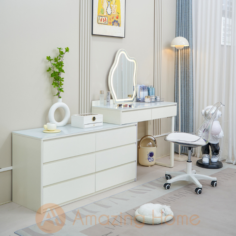 Alina Dressing Table With LED Makeup Mirror & Swivel Chair Set