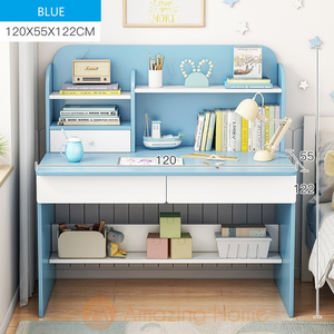 Avery Kids Blue Study Table Study Desk With Drawer Shelf Large