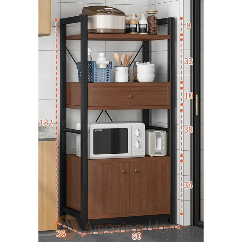 【Offer Price】Tower 3 Tier 2 Door Kitchen Cabinet With Drawer Storage
