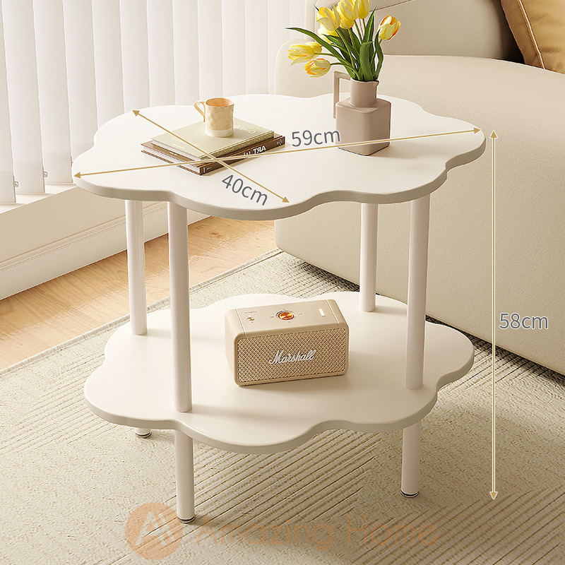Snow Cream White Double Layer Coffee Table Side Table Stand