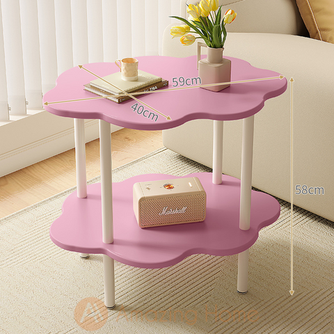 Snow Pink Double Layer Coffee Table Side Table Stand
