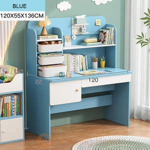 Avery Kids Blue Study Desk With Shelf Cabinet Study Table Large