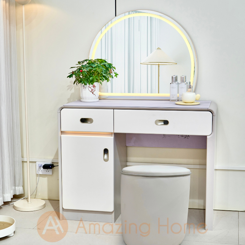 Emi Dressing Table With LED Makeup Mirror & Stool Set