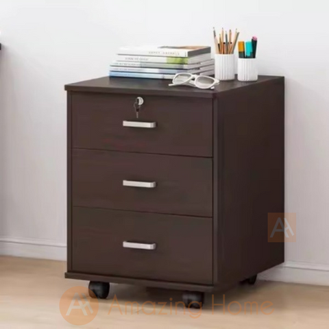 Frans Mobile Pedestal 3 Drawer With Locking Wheels Dark Oak