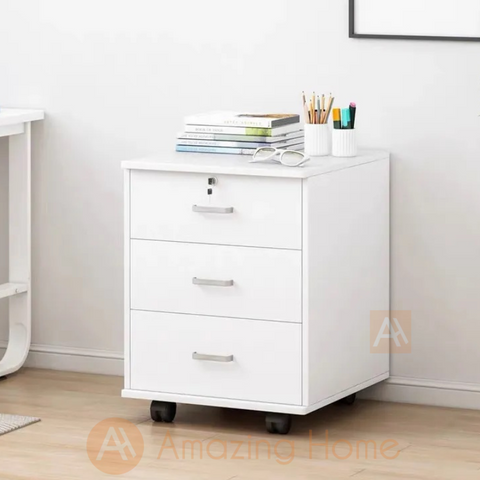 Frans Mobile Pedestal 3 Drawer With Locking Wheels White