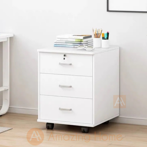 (LIMITED TIME OFFER) Frans Mobile Pedestal 3 Drawer With Locking Wheels White