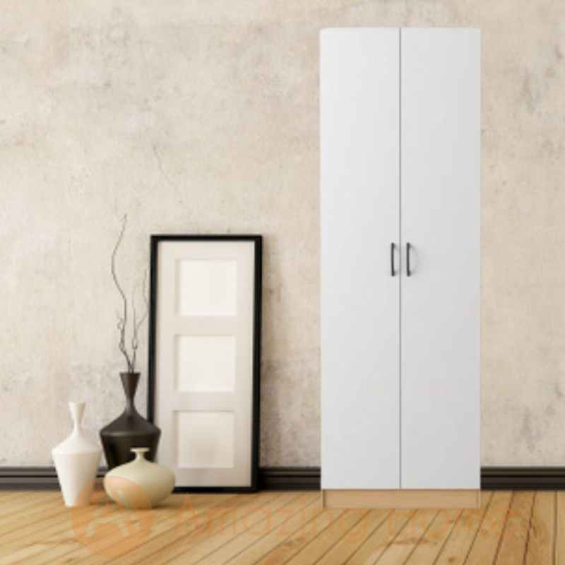 Blixa 2 Door Wardrobe Storage Cabinet White/Walnut