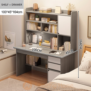Aaren Grey Study Table Office Desk With Drawer Medium Study Table